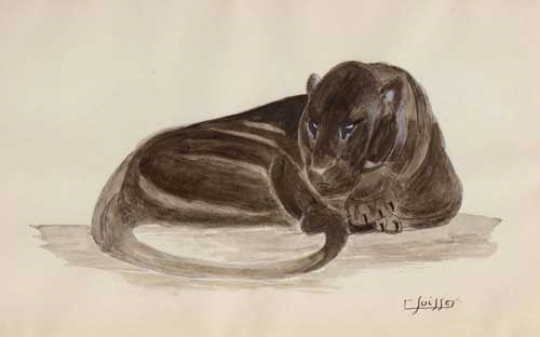 Gaston SUISSE (1896-1988) - Panthères noire couchée, vers 1925.