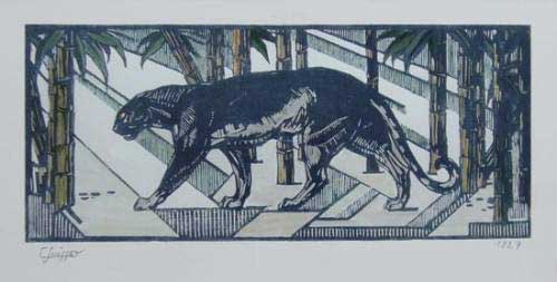 Panthère noire dans les bambous. 1927.