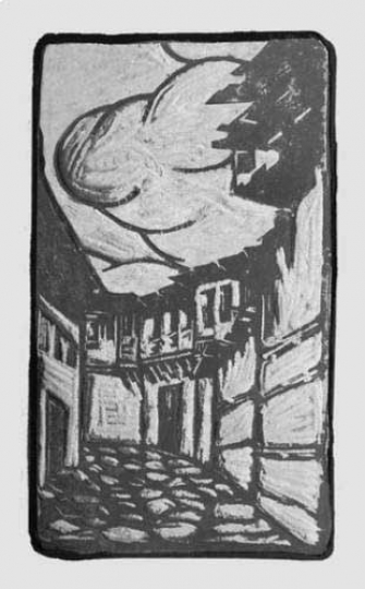 Gaston SUISSE (1896-1988) - Rue de village en Macédoine. 1917.