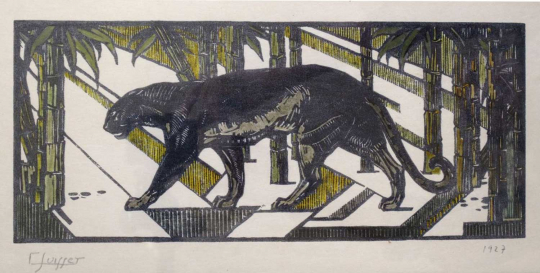 Gaston SUISSE (1896-1988) - Panthère noire dans les bambous. 1927.
