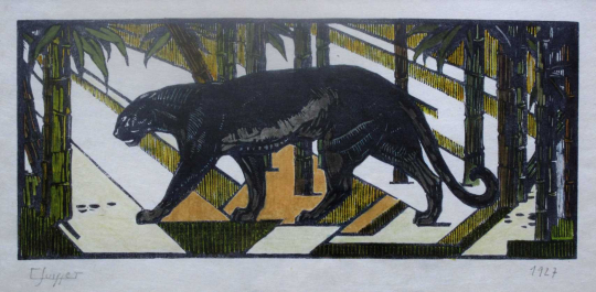 Gaston SUISSE (1896-1988) - Panthère noire dans les bambous. 1927.