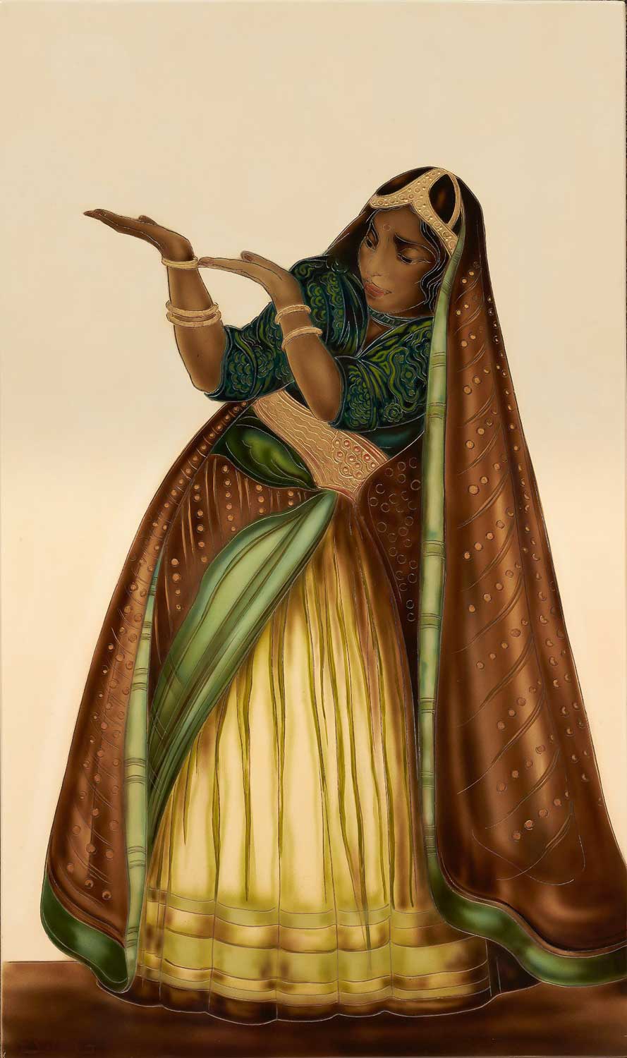 Danseuse indienne en tenue traditionnelle. Vers 1932.