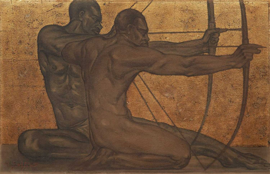 Gaston SUISSE (1896-1988) - Tireurs à l'arc, vers 1930.