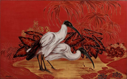 Gaston SUISSE (1896-1988) - Ibis sacré à tête noire du Nil.
