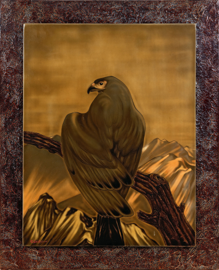 Gaston SUISSE (1896-1988) - Aigle Gymnogène branché se retournant, vers 1931.