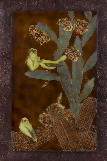 Gaston SUISSE (1896-1988) - Serins huppés dans les cactées