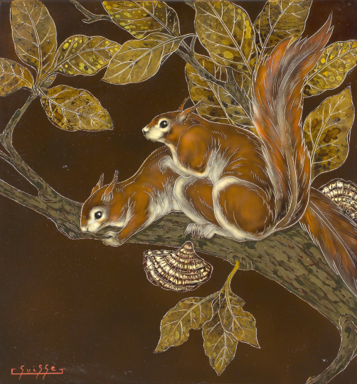Gaston SUISSE (1896-1988) - Ècureuils roux branchés