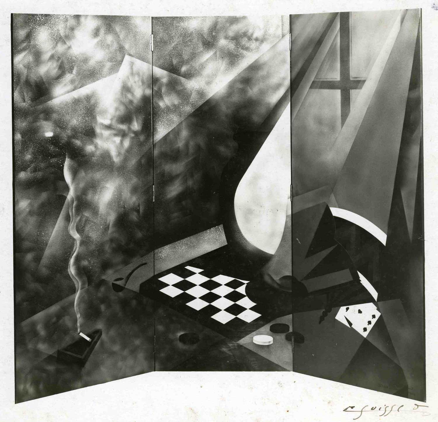 Paravent à trois feuilles, double face. 1929.