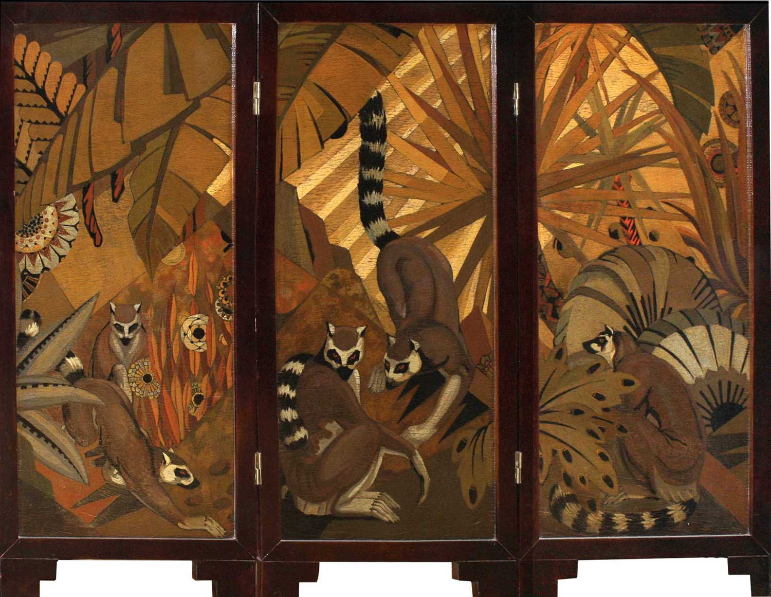 Makis et flore stylisée. Circa 1925.