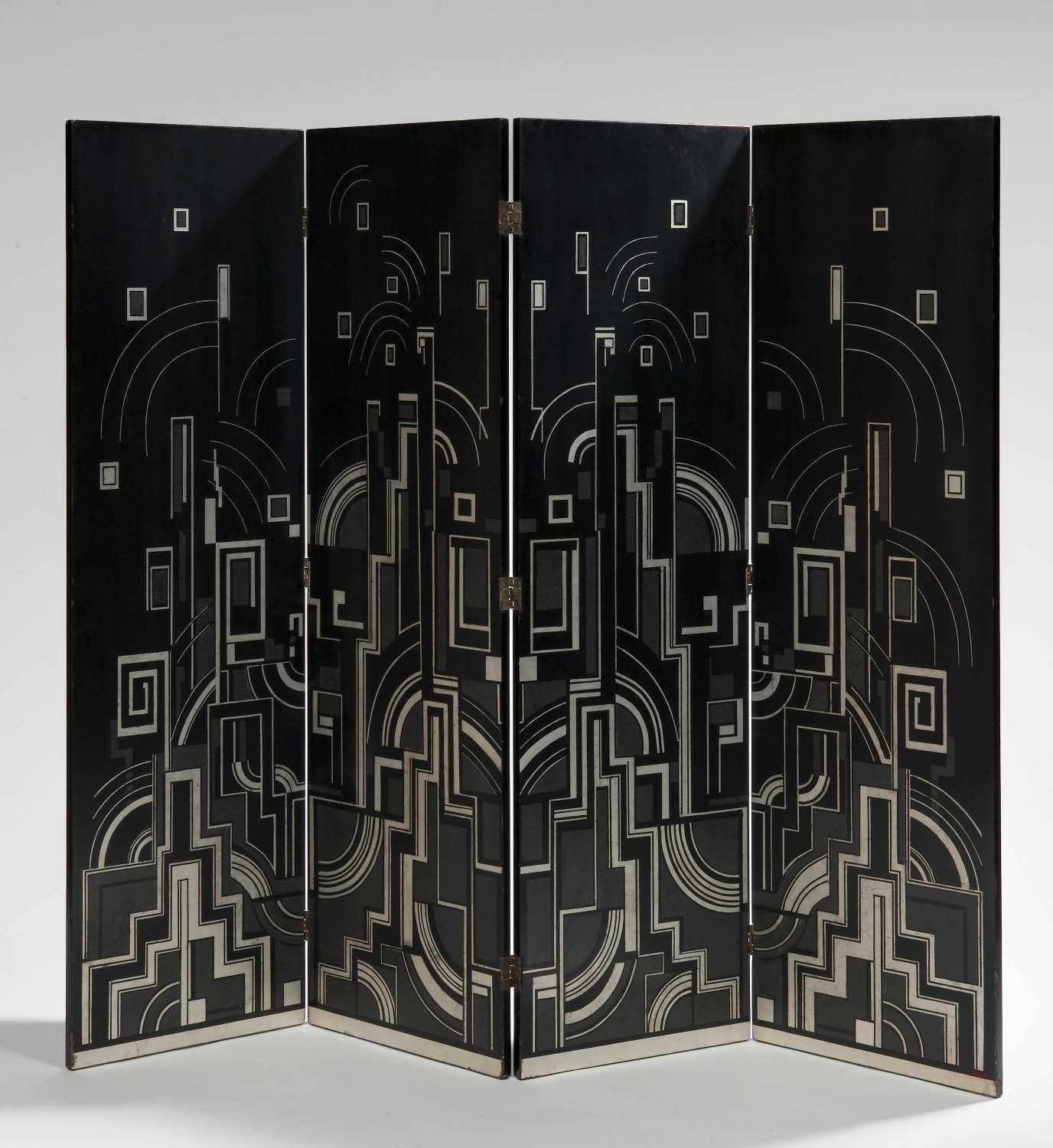 Paravent à quatre feuilles, double face. Circa 1925.