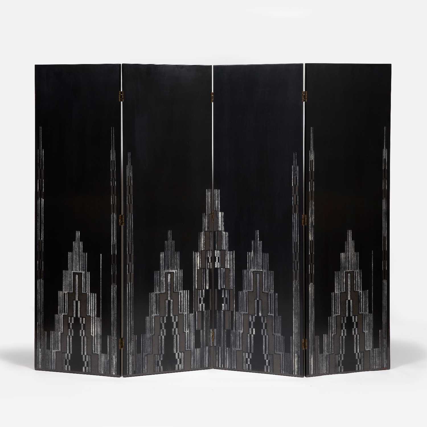 Paravent à quatre feuilles, double face. Vers 1925.