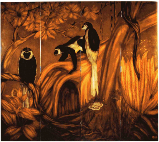 Gaston SUISSE (1896-1988) - Paravent Colobes. Vers 1930.