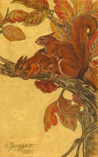 Ecureuils roux. 1935.
