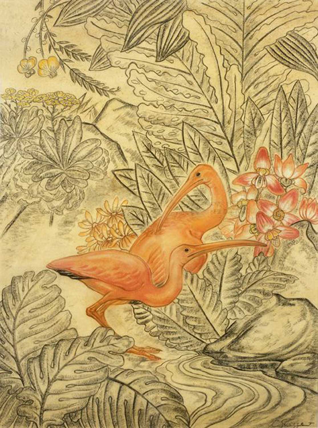 Les Ibis roses. Vers 1932.