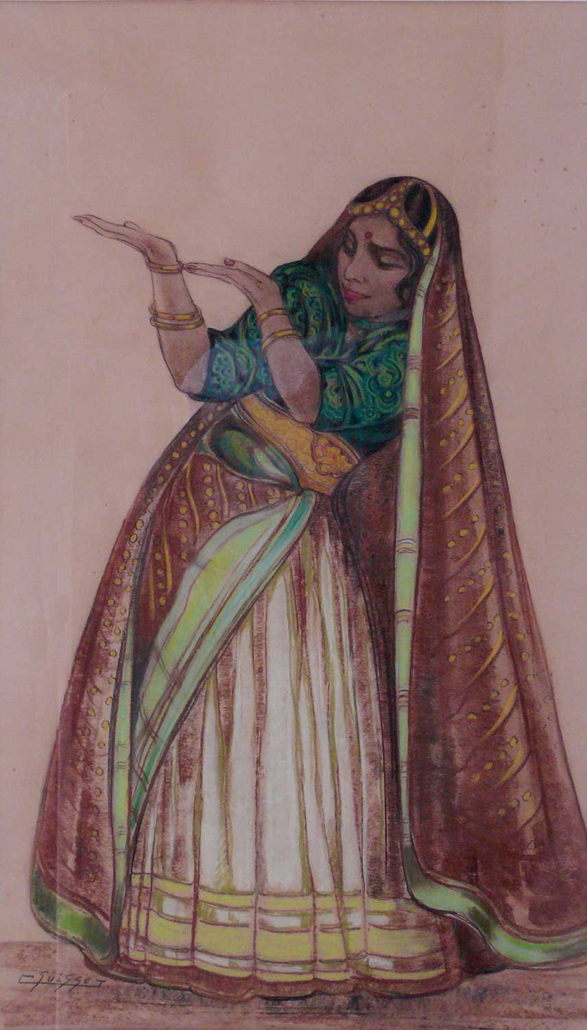 Danseuse indienne en tenue traditionnelle, vers 1932