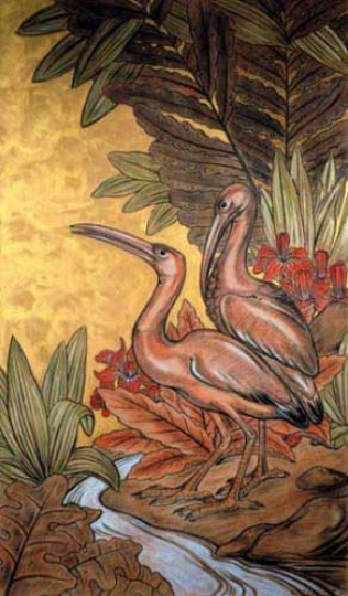 Gaston SUISSE (1896-1988) - Les ibis roses. Vers 1935.