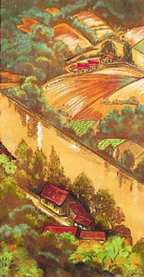 Gaston SUISSE (1896-1988) - La vallée de la Sioule. Vers 1940.