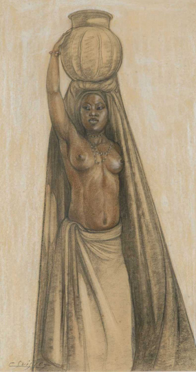 Gaston SUISSE (1896-1988) - Porteuse d'eau. Femme Furoviah.