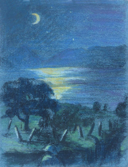Gaston SUISSE (1896-1988) - Clair de lune sur le lac de Presba.1918.