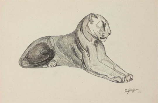 Gaston SUISSE (1896-1988) - Panthère couchée. 1931.