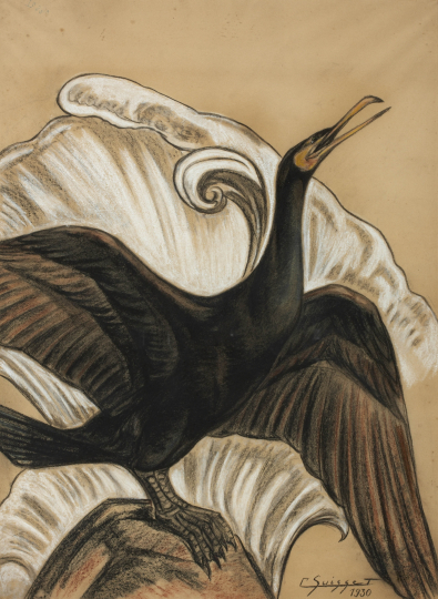 Gaston SUISSE (1896-1988) - Cormoran sur un rocher. 1930