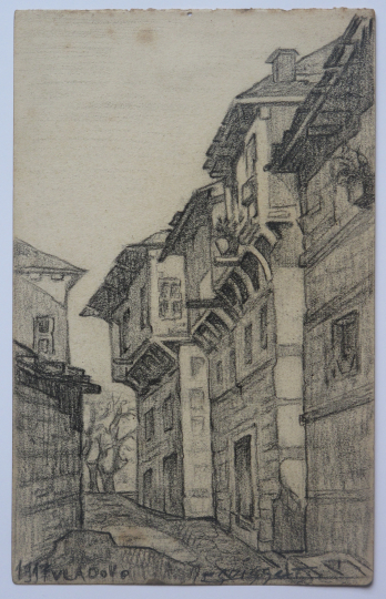 Gaston SUISSE (1896-1988) - Rue du village de Vladovo. 1917.