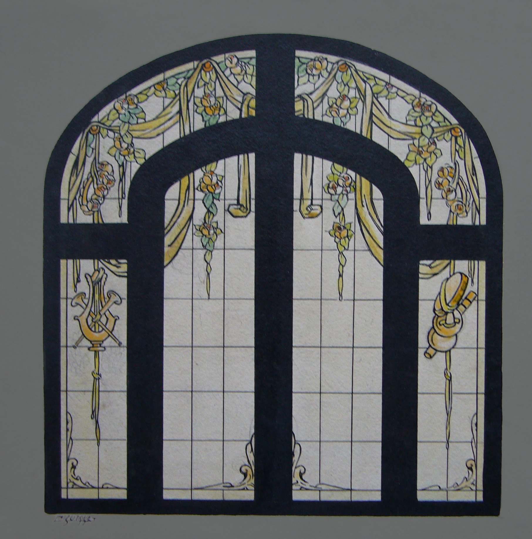 Carton de vitrail exécuté pour Jacques Grüber.