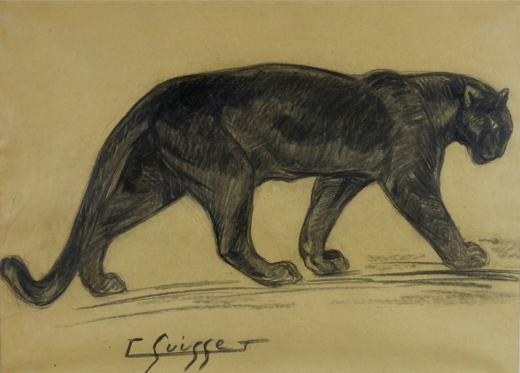 Vente par "Saint Germain-en-Laye Enchères" du 24/02/2019 - Panthère noire marchant. C1920. (lot n°197)