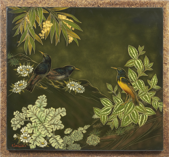 Gaston SUISSE (1896-1988) - Merles d'Afrique.