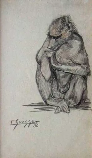 Vente par "Osenat SVV" du 28/10/2022 - Babouin cherchant ses puces. 1930. (28/10/2022) (lot n°237)