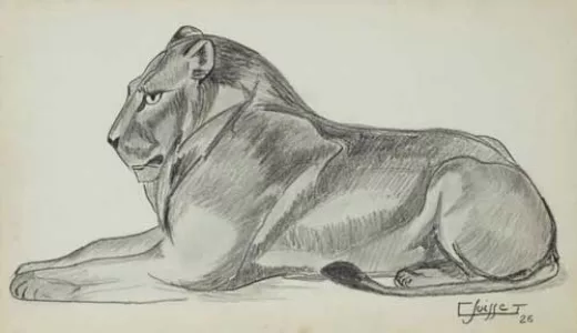 Vente par "Millon & Associés SVV" du 08/04/2015 - Lion couché, 1926. (lot n°203)