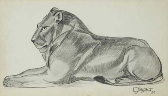 Gaston SUISSE (1896-1988) - Lion couché. 1926.