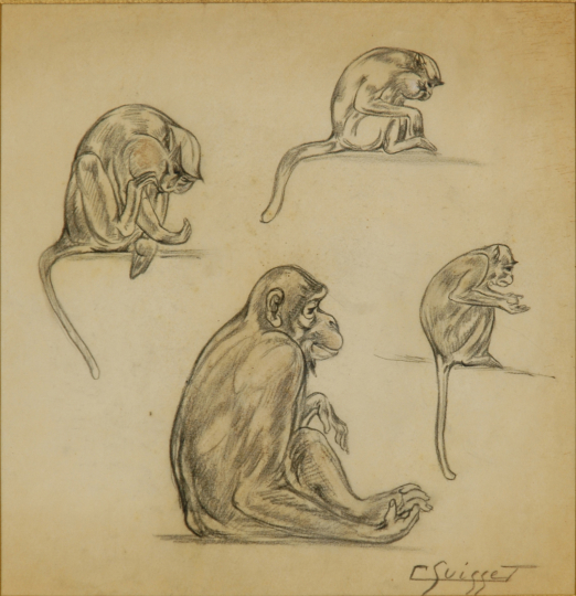 Gaston SUISSE (1896-1988) - Cercopithèques.