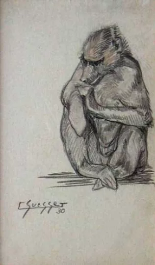 Gaston SUISSE (1896-1988) - Babouin cherchant ses puces. 1930.