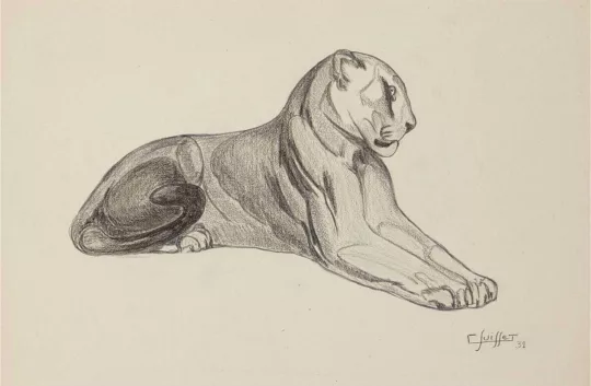 Gaston SUISSE (1896-1988) - Panthère couchée. 1931. (Croquis)