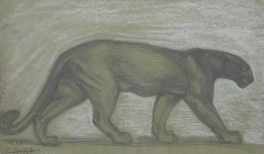 Gaston SUISSE (1896-1988) - Panthère noire marchant, 1920. (Pastels)