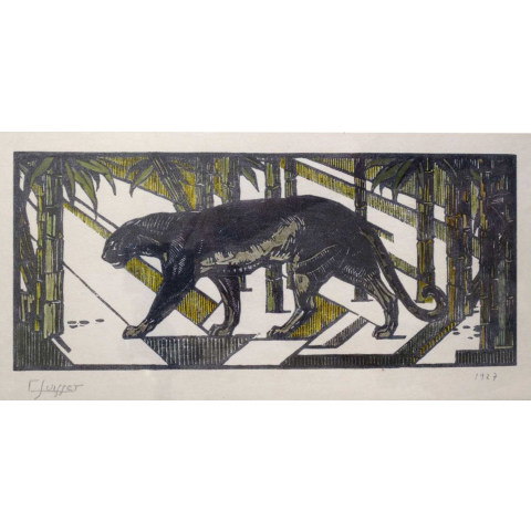 Panthère noire dans les bambous. 1927.