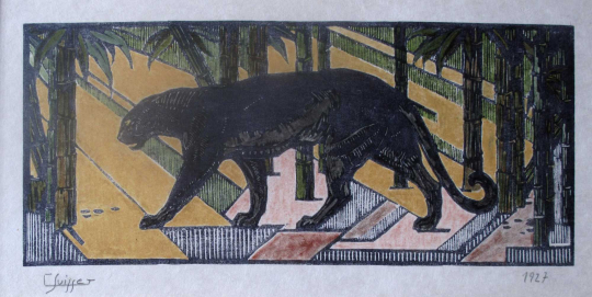 Gaston SUISSE (1896-1988) - Panthère noire dans les bambous. 1927.