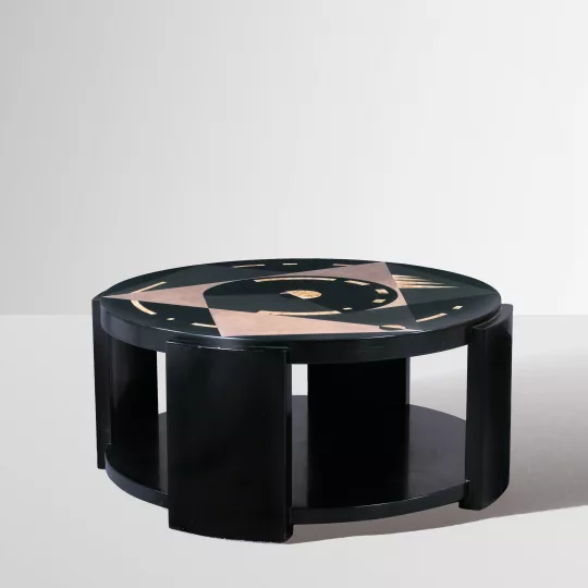 Gaston SUISSE (1896-1988) - Table circulaire à double plateau.