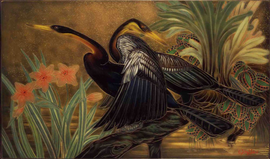 Gaston SUISSE (1896-1988) - Couple d'Anhingas.