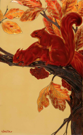 Gaston SUISSE (1896-1988) - Écureuils roux branchés. 1935.