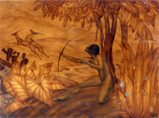 Gaston SUISSE (1896-1988) - Amazone à l'arc et antilopes, vers 1922.