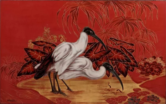 Gaston SUISSE (1896-1988) - Ibis sacré à tête noire du Nil.
