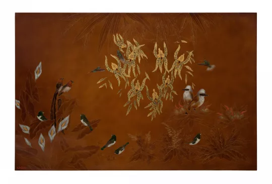 Gaston SUISSE (1896-1988) - Colibris dans les orchidées tigrées