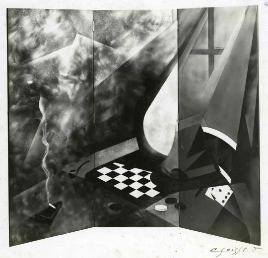 Gaston SUISSE (1896-1988) - Paravent à trois feuilles, double face. 1929.