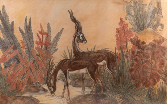 Gaston SUISSE (1896-1988) - Antilopes cervicape. Vers 1928.