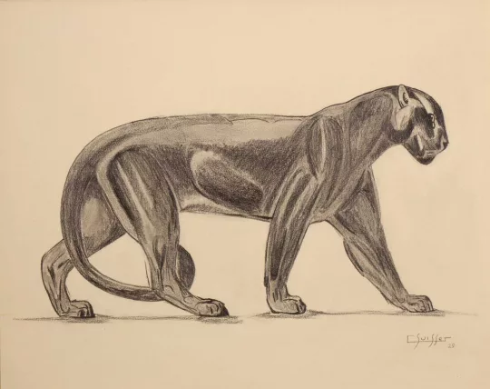 Gaston SUISSE (1896-1988) - Panthère noire marchant. 1929.