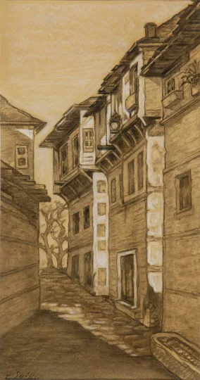 Gaston SUISSE (1896-1988) - Rue de village à Vladovo, 1919.