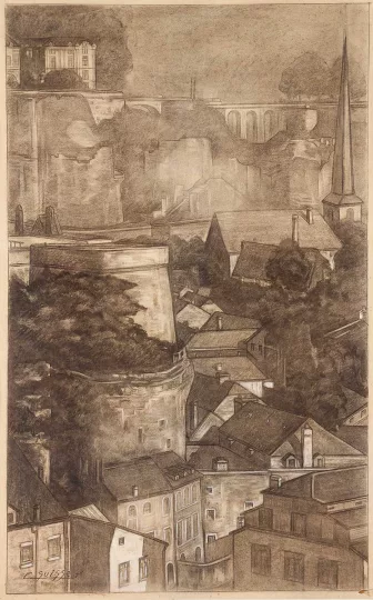 Gaston SUISSE (1896-1988) - Les remparts. Luxembourg, 1935.