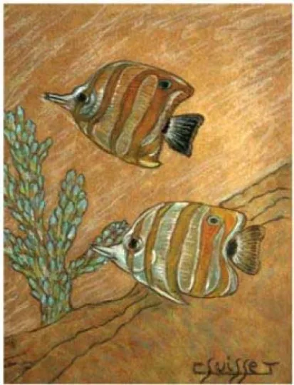Gaston SUISSE (1896-1988) - Poissons exotiques (Pyrogravures)